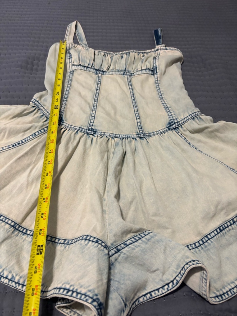 Pilcro Light Wash Denim Romper — Cream with Faded Blue Accents - Picture 12 of 15